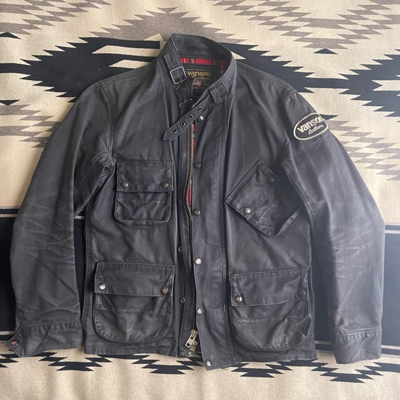 Vanson Motorcycle Jacket, Size S, Waxed Canvas! Slightly worn - Picture 1 of 3